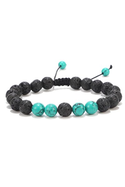 EFAYN.RO Handmade volcanic rock bracelet, EFAYN RO, unisex, adjustable, turqu...