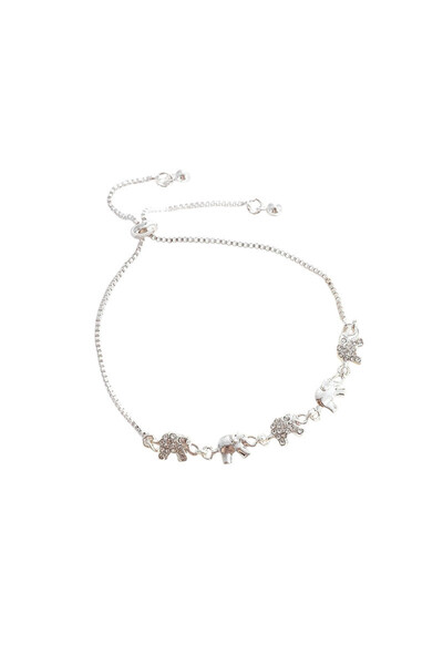 EFAYN.RO Women's bracelet, tennis model with elephants, cute lady theme, adju...