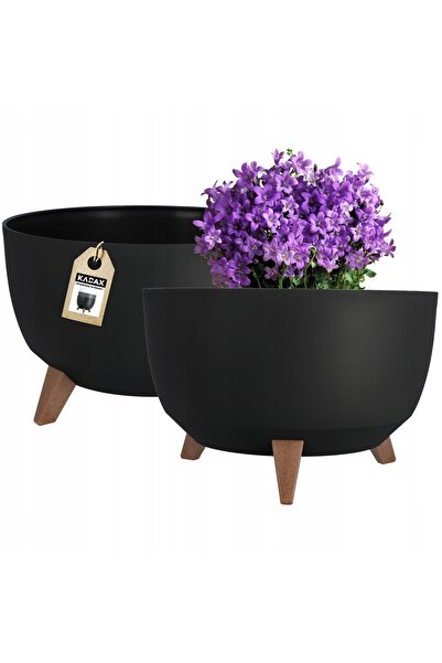 KADAX Ghiveci, Jardinieră, Husă, Suport pentru flori, Negru, Rotund 40 cm, + ...