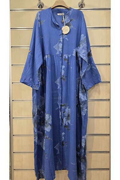 Park Moda Дълга ленена рокля с флорален мотив