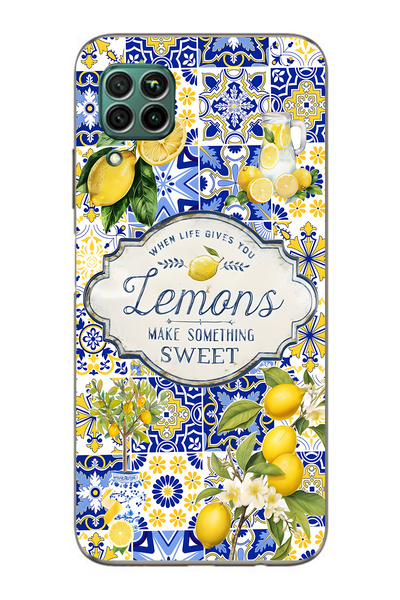 FLAMENKO حافظة هاتف شفافة متوافقة مع هاتف هواوي P40 لايت ليمون منقوش