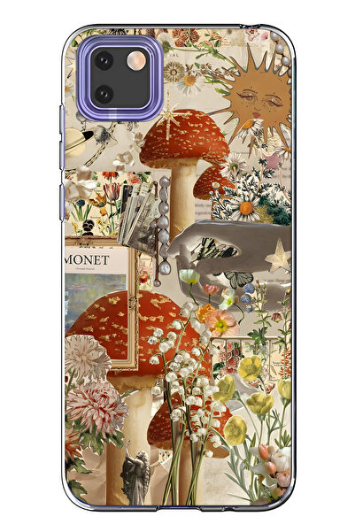 FLAMENKO حافظة هاتف شفافة متوافقة مع هاتف هواوي Y5P من سلسلة مانتار جاردن منقوش