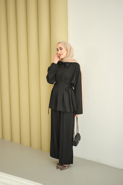 LOCCO Жіночий корсет з поясом, комплект з поясом чорного кольору