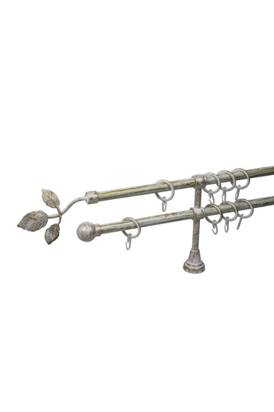 KLEIDECO galerie plastic 16/16 mm INNOVATIE dubla, alb-auriu, 300 cm, capete ...