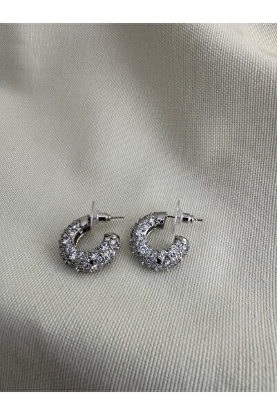 bijux by mrv Tiny Hoop Earrings with Erased Stone