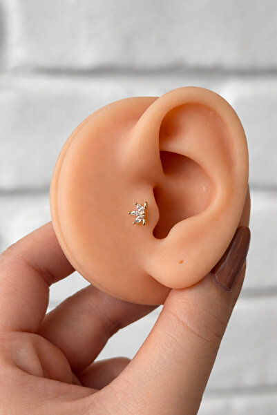 alysa jewelry Cerrahi Çelik Zirkon Taşlı Şık Piercing 8mm, conch, Tragus, hel...