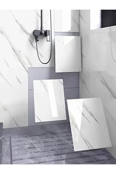 Özasya AVM 1 ADET BEYAZ MERMER DESENLİ ALÜMİNYUM PLASTİK DUVAR STİCKER (30*30)