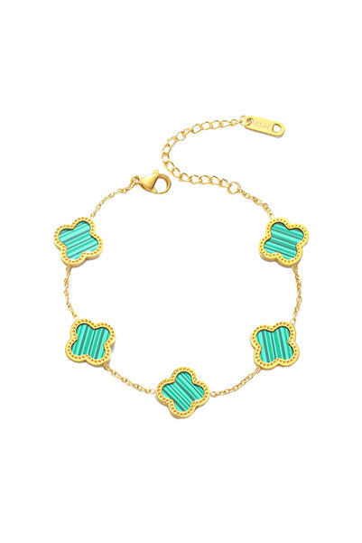 EFAYN.RO Women's bracelet, lucky model, 4-leaf clover, gold, adjustable, with...