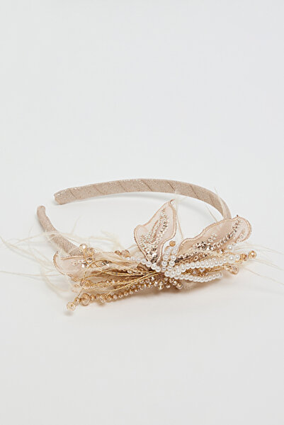 R&B Girl's Beige Embellished Headband