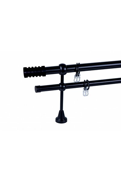 KLEIDECO galerie metal 25/19 mm BRAZILIA dubla, negru, 240 cm, capete SAO PAULO