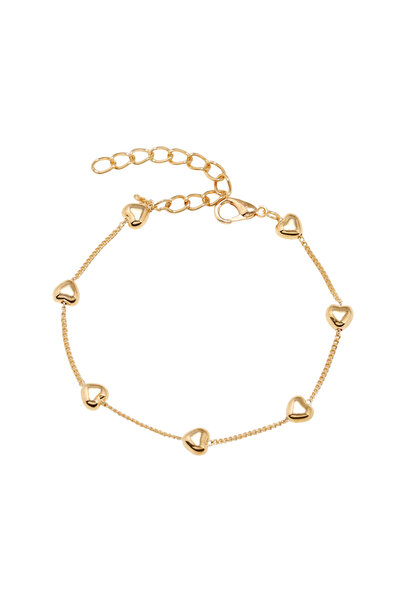 EFAYN.RO Women's bracelet, model with multiple heart pendants, adjustable, go...