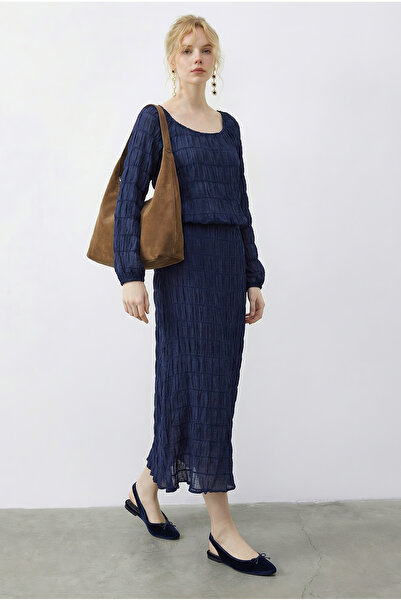 Bianco Lucci Women Ruched Wrinkled Textured Top and Bottom Set 7583 60283959