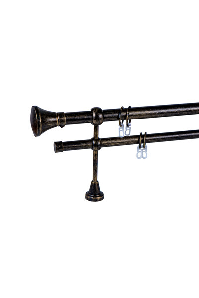 KLEIDECO galerie metal 25/19 mm BRAZILIA dubla, negru-auriu, 240 cm, capete B...