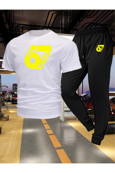 Rayan & Hoor Style Seven Printed Sweatpants and T-Shirt - Jogger Pants T-Shir...