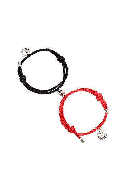EFAYN.RO Couple bracelet set with magnet, string type, smiley face, black and...