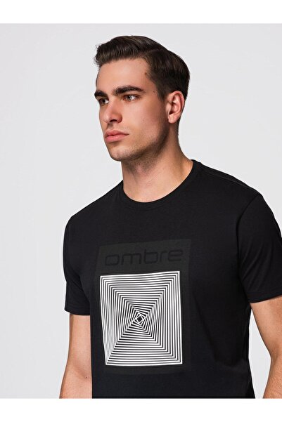 OMBRE Ανδρικό T-Shirt Μπλούζα Casual OM-TSPT-0260 Μαύρο