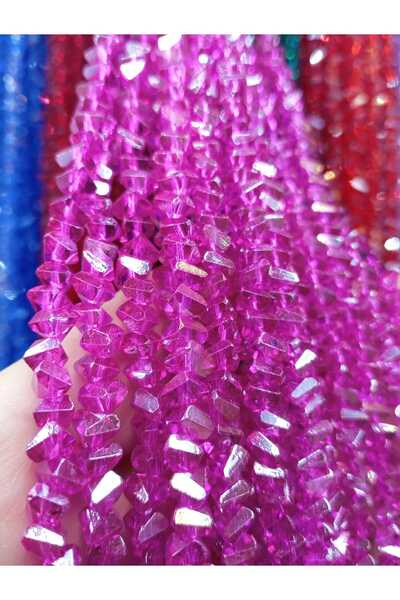 Ralp Moda خرز كريستال تشيكوسلوفاكي هرمي الشكل 6 ملم 3 خيوط باللون الوردي