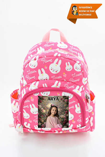 Hevi Kids HeviKids Kişiye Özel Resimli Anaokulu Çantası - Pembe Tavşan | 3–15...
