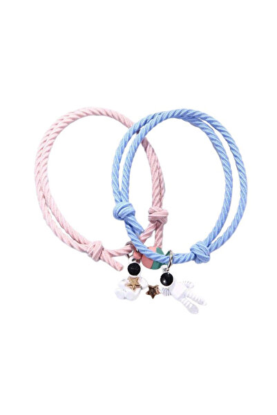 EFAYN.RO Couple bracelet set with magnet, pink and blue string type, cosmonau...