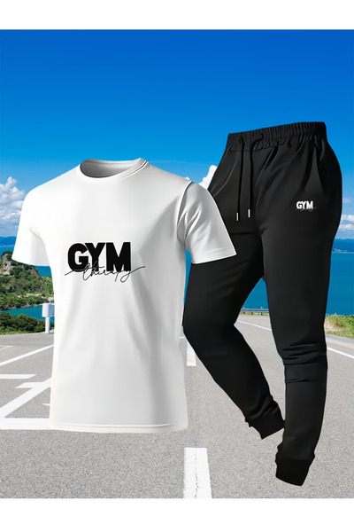 Rayan & Hoor Style Gym Printed Sweatpants and T-Shirt - Jogger Pants T-Shirt ...