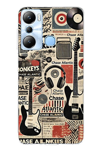 FLAMENKO حافظة هاتف شفافة متوافقة مع Infinix Hot 20i Music Collage منقوش