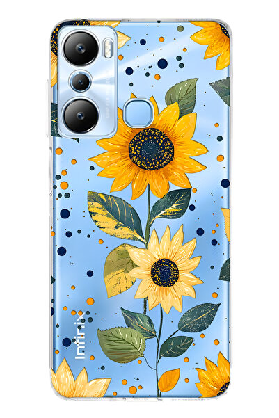 FLAMENKO حافظة هاتف شفافة متوافقة مع Infinix Hot 20i Sunflower منقوش منقوش