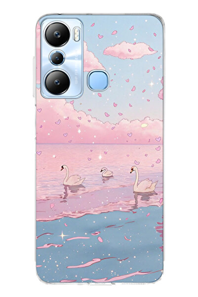 FLAMENKO حافظة هاتف شفافة متوافقة مع هاتف Infinix Hot 20i باللون الوردي السما...