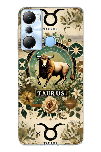 FLAMENKO حافظة هاتف شفافة متوافقة مع هاتف Infinix Hot 20i من نوع Taurus منقوش