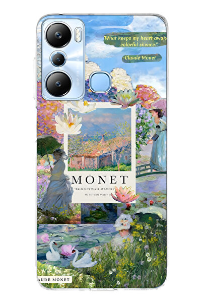 FLAMENKO حافظة هاتف شفافة متوافقة مع هاتف Infinix Hot 20i من Monet Kolaj منقوش