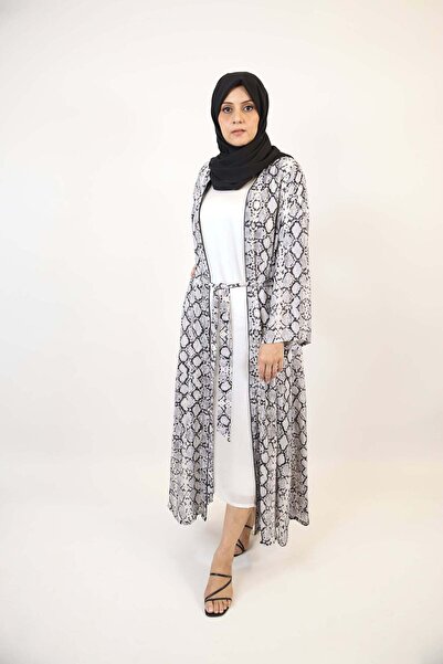 Libas lab Saher- Enchanting throw over abaya set with belt and white inner sl...