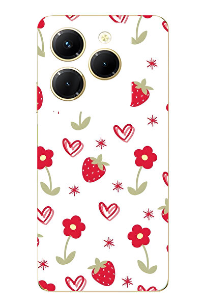 FLAMENKO حافظة هاتف شفافة متوافقة مع Infinix Hot 40i من سلسلة Strawberry and ...