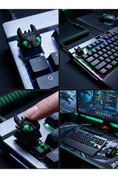 YAHO OYUNCAĞIN DOĞAL HALİ Ejderha Klavye Tuşu – Mekanik Klavye Aksesuarı | Oy...
