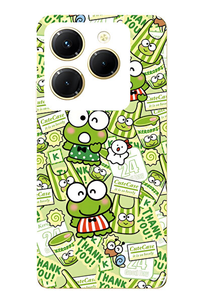 FLAMENKO حافظة هاتف شفافة متوافقة مع هاتف Infinix Hot 40i Cute Frog منقوش