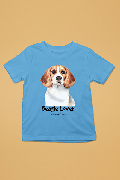 Beagle Sever - Köpek Baskılı Unisex Turkuaz Çocuk Tişört - T-Shirt CT003