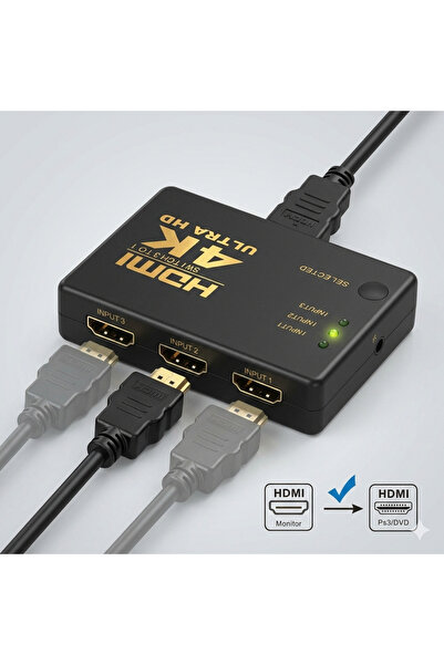 Zoomex 3 منافذ HDMI معدد التبديل المضاعف 4K Ultra HD متعدد الأجهزة شاشة واحدة...