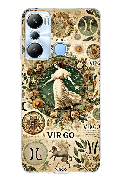 FLAMENKO حافظة هاتف شفافة متوافقة مع Infinix Hot 20i من نوع Başak Burcu منقوش