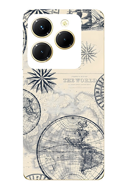 FLAMENKO حافظة هاتف شفافة متوافقة مع Infinix Hot 40i تحتوي على خريطة العالم و...