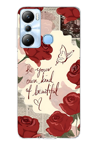 FLAMENKO حافظة هاتف شفافة متوافقة مع هاتف Infinix Hot 20i باللون الأحمر الورد...