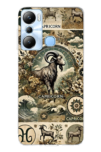 FLAMENKO حافظة هاتف شفافة متوافقة مع Infinix Hot 20i Capricorn منقوش