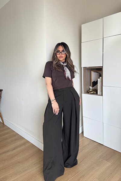 Sohotique By P Pleated Drapey Design Trousers Bitter Brown