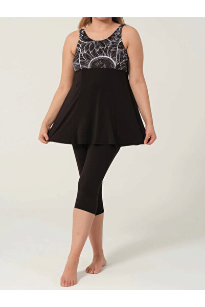 LİNOTTİ Straped Tights Plus Size Semi-Covered Swimsuit 002528-25