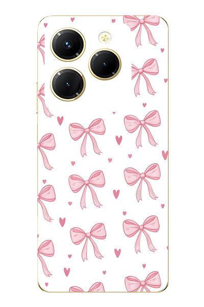 FLAMENKO حافظة هاتف شفافة متوافقة مع Infinix Hot 40i باللون الوردي منقوش