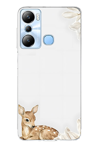 FLAMENKO حافظة هاتف شفافة متوافقة مع هاتف Infinix Hot 20i Yavru Geyik منقوش