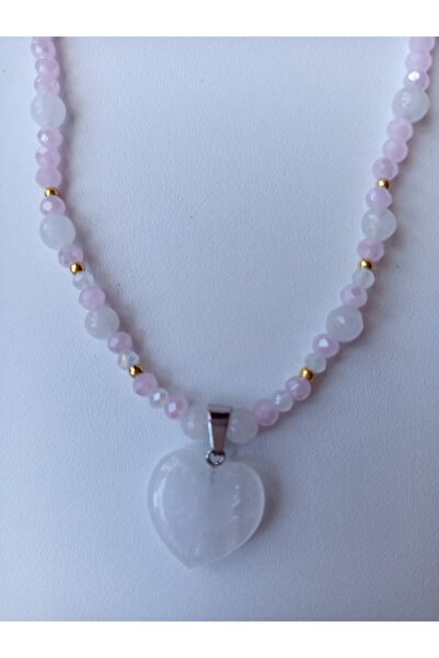 Handmade Colier cuarț roz argint