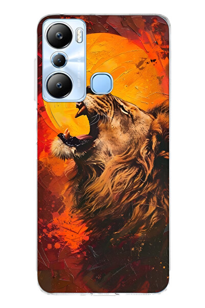 FLAMENKO حافظة هاتف شفافة متوافقة مع هاتف Infinix Hot 20i Aslan منقوش