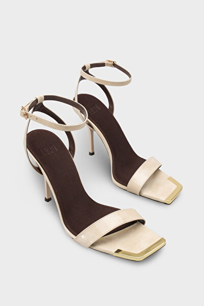 LOJO Women's Blunt Toe Thin Strap Gold t Buckled Open Back Daily t Heeled Sho...