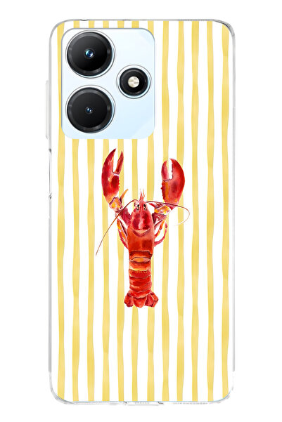 FLAMENKO حافظة هاتف شفافة متوافقة مع هاتف Infinix Hot 30i من نوع Lobster منقوش