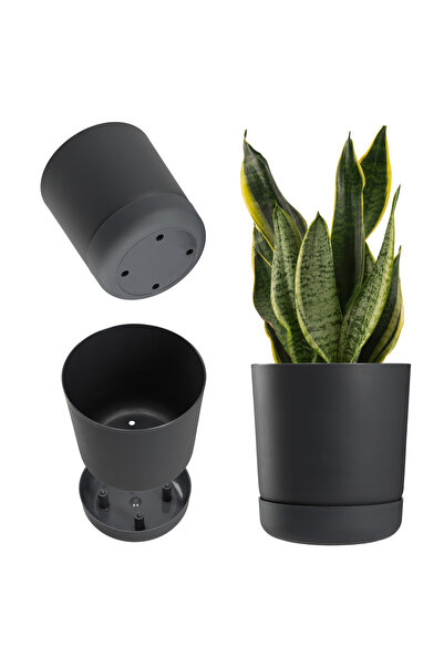 KADAX Ghiveci cu suport pentru flori, capac, bol rotund, 17 cm, antracit