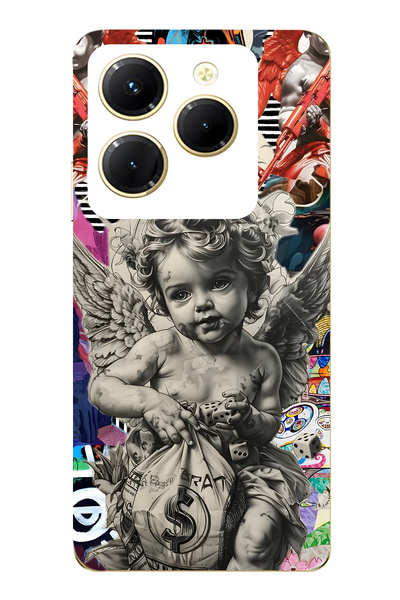 FLAMENKO حافظة هاتف شفافة متوافقة مع Infinix Hot 40i من Melek Kolaj منقوش