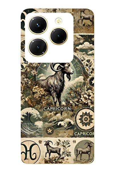 FLAMENKO حافظة هاتف شفافة متوافقة مع Infinix Hot 40i Capricorn منقوش